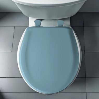 Click here to see Bemis 200SLOWT-064 Bemis Classic Colors EasyClean Round Toilet Seat with Cover, WhisperClose, StayTite Fastening, Plastic, Regency Blue - 200SLOWT-064