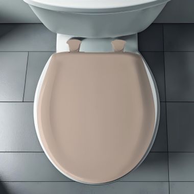 Click here to see Bemis 200SLOWT-068 Bemis Classic Colors EasyClean Round Toilet Seat with Cover, WhisperClose, StayTite Fastening, Plastic, Fawn Beige - 200SLOWT-068