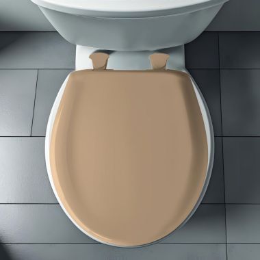 Click here to see Bemis 200SLOWT-148 Bemis Classic Colors EasyClean Round Toilet Seat with Cover, WhisperClose, StayTite Fastening, Plastic, Sand - 200SLOWT-148