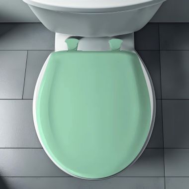 Click here to see Bemis 200SLOWT-165 Bemis Classic Colors EasyClean Round Toilet Seat with Cover, WhisperClose, StayTite Fastening, Plastic, Ming Green - 200SLOWT-165