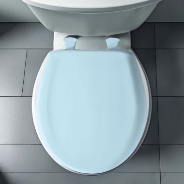 Click here to see Bemis 200SLOWT-464 Bemis Classic Colors EasyClean Round Toilet Seat with Cover, WhisperClose, StayTite Fastening, Plastic, Dresden Blue - 200SLOWT-464