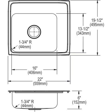 Click here to see Elkay DRKADQ222060R0 Elkay DRKADQ222060R0 Lustertone Classic 22