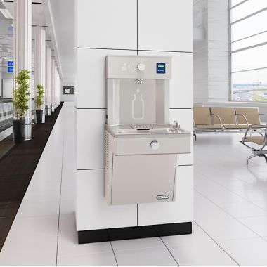 Click here to see Elkay VRCDWSK Elkay VRCDWSK ezH2O Water Cooler w/ Bottle Filling Station, Vandal-Resistant, Non-Filtered, Non-Refrigerated, Stainless