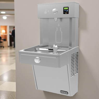 Click here to see Elkay LVRC8WS2K Elkay LVRC8WS2K EZH2O Bottle Filling Station w/ Single Cooler Filtered-8 GPH, Vandal-Resistant Stainless