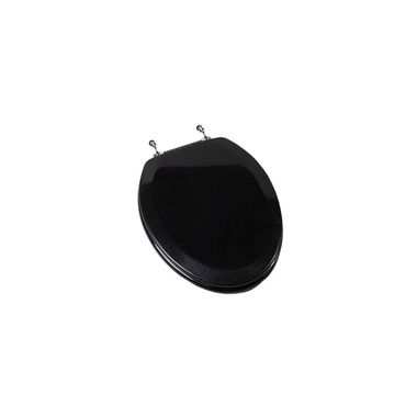 Click here to see Jones Stephens C3B4E290CH Jones Stephens C3B4E290CH Black - Chrome Hinge Elongated Wood Toilet Seat
