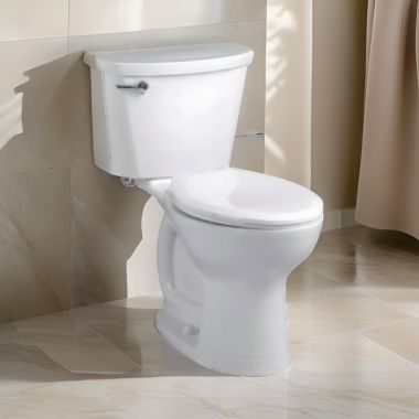 Click here to see American Standard 215FA.104.020 American Standard Cadet PRO Two-Piece Compact Toilet, Less Seat, Elongated, Right Height, 1.28 GPF, White - 215FA.104.020