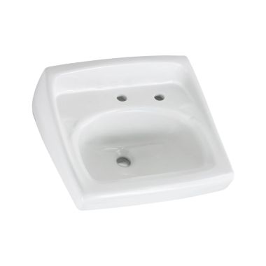 Click here to see American Standard 0356.137.020 American Standard Lucerne Wall-Mount Sink with Center Hole and Extra Right-Hand Hole, D-Shaped Bowl, Vitreous China, White - 0356.137.020