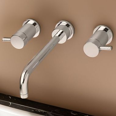 Click here to see American Standard 2064.451.002 American Standard Serin Two-Handle Wall-Mount Widespread Chrome Lavatory Faucet, Metal Lever Handle, 1.5 GPM, WaterSense - 2064.451.002