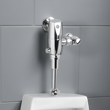 Click here to see American Standard 6063.101.002 American Standard Ultima Selectronic Touchless Urinal Flush Valve, Piston-Type, Battery, 1.0 GPF, Polished Chrome - 6063.101.002