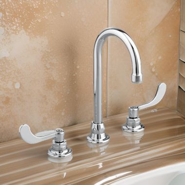 Click here to see American Standard 6540.175.002 American Standard Monterrey Two Lever Handle Widespread Bathroom Faucet, Rigid/Swivel Gooseneck, 0.5 GPM VR Spray, WaterSense, Chrome - 6540.175.002