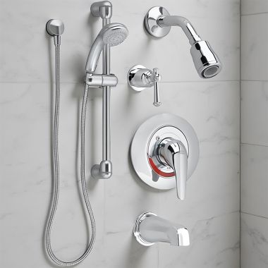 Click here to see American Standard 1662.214.002 American Standard FloWise Commercial Tub and Shower System Complete Kit, 1.5 gpm, Polished Chrome - 1662214.002