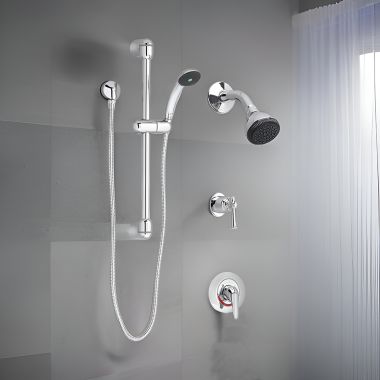Click here to see American Standard 1662.223.002 American Standard Commercial Shower System Complete Kit, 2.5 GPM, Polished Chrome - 1662223.002