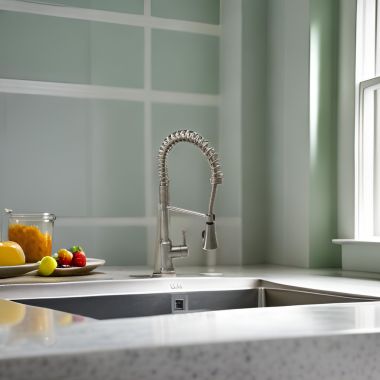 Click here to see American Standard 4332.350.075 American Standard Pekoe Single Handle Semi-Pro Pull-Down Kitchen Faucet, 2.2 GPM, Deck Mount, Stainless Steel, Brass - 4332.350.075