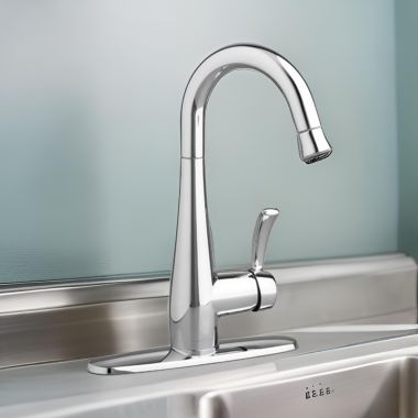 Click here to see American Standard 4433.410.002 American Standard Quince Single Metal Lever Handle High Arc Pull-Down Bar/Prep Faucet, 2.2 GPM, Chrome - 4433.410.002