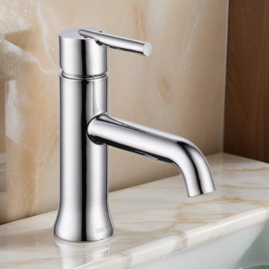 Click here to see Delta 559LF-LPU Delta Trinsic Tube Spout Chrome Lavatory Faucet with Escutcheon, Less Pop-Up, 1.2 GPM, Single-Handle, Lever Handle - 559LF-LPU