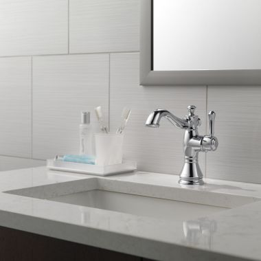 Click here to see DELTA 597LF-MPU Delta Cassidy Single-Handle Bathroom Faucet, 1.2 GPM, Chrome - 597LF-MPU