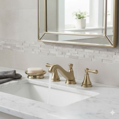 Click here to see Delta 3595LF-CZMPU-LHP Delta Cassidy Two Handle Widespread Bathroom Faucet, Less Handles, 1.2 GPM, Champagne Bronze - 3595LF-CZMPU-LHP