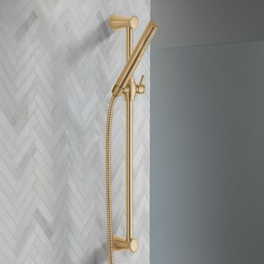 Click here to see Delta 57085-CZ Delta Compel Single-Setting Slide Bar Hand Shower, Touch-Clean, 2.5 GPM, Champagne Bronze - 57085-CZ