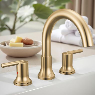Click here to see Delta T2759-CZ Delta Trinsic Two-Handle Roman Tub Faucet Trim, High Arc Spout, Lever Handles, ADA-Compliant, Champagne Bronze - T2759-CZ