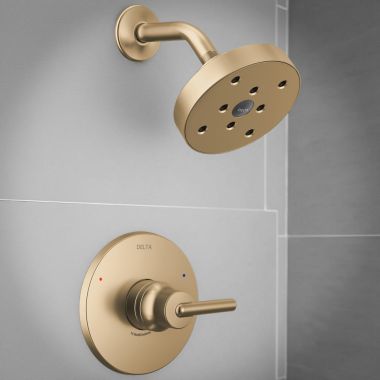 Click here to see Delta T14259-CZ Delta Trinsic Monitor 14 One-Handle H2Okinetic Shower Faucet w/ Single-Setting Rain Showerhead, 1.75 GPM, Lever Handle, Champagne Bronze - T14259-CZ