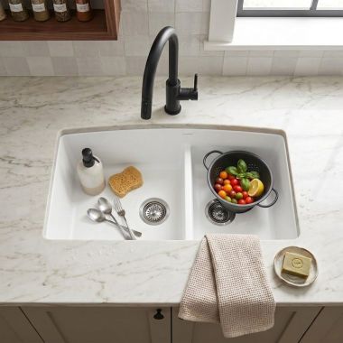 Click here to see  441310 Blanco Performa SILGRANIT 60/40 Double Bowl Undermount Kitchen Sink with Low Divide, White - 441310