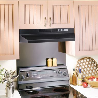 Click here to see Broan 413023 Broan-NuTone 41000 Series 30-Inch Ductless Under-Cabinet Range Hood in Black - 413023