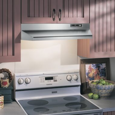 Click here to see Broan 403004 Broan-NuTone 30-Inch Ducted Under-Cabinet Range Hood, 210 CFM, Stainless Steel - 403004 