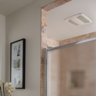 Click here to see Broan ZB110H Broan-NuTone Ultra Green ZB Series Multi-Speed Ceiling Bathroom Humidity Sensing Exhaust Fan, 110 CFM, 0.3 Sones, Energy Star - ZB110H