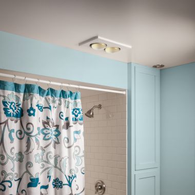 Click here to see Broan 164 Broan-NuTone Ceiling Bathroom Exhaust Fan with Infrared Heater, 4.0 Sones, 70 CFM - 164