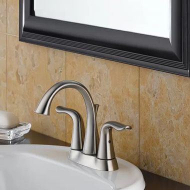 Click here to see Delta 2538-SSMPU-DST Delta Lahara Two-Handle Centerset Bathroom Faucet with Metal Pop-Up, DIAMOND Seal, Lever Handles, 1.2 GPM, Stainless - 2538-SSMPU-DST