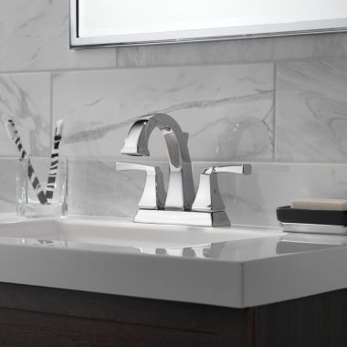 Click here to see Delta 2551-MPU-DST Delta Dryden Two-Handle Centerset Bathroom Faucet, Metal Pop-Up, 1.2 GPM, Chrome - 2551-MPU-DST