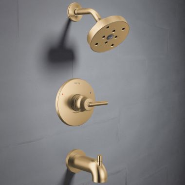 Click here to see Delta T14459-CZ Delta Trinsic Monitor 14 Series Single-Handle H2Okinetic Tub/Shower Trim, MultiChoice, ADA, 1.75 GPM, Champagne Bronze - T14459-CZ