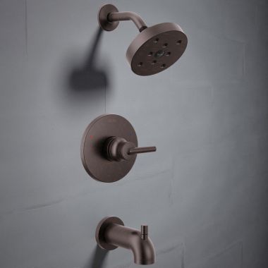 Click here to see Delta T14459-RB Delta Trinsic Monitor 14 Series Single-Handle H2Okinetic Tub/Shower Trim, MultiChoice, ADA, 1.75 GPM, Venetian Bronze - T14459-RB