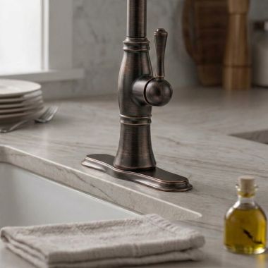 Click here to see DELTA RP71545RB Delta Cassidy Escutcheon For 4197 Single Handle Pull-Out Kitchen Faucet, Venetian Bronze - RP71545RB