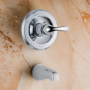 Click here to see Delta T13120 Delta Classic Single-Handle Monitor 13 Series Tub Faucet Trim, Lever Handle, Non-Diverter Tub Spout, ADA-Compliant, Chrome - T13120