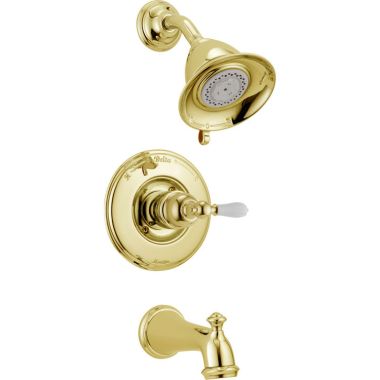 Click here to see Delta T14455-PBLHP Delta Victorian Monitor 14 Series Tub & Shower Trim, Less Handle - Polished Brass (T14455-PBLHP)