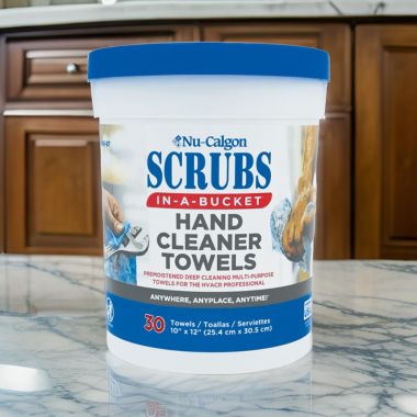 Click here to see Nu Calgon 4366-24 Nu-Calgon Scrubs-in-a-Bucket Hand Cleaner Towels, 30 Towels - 4366-24
