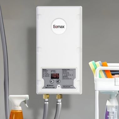 Click here to see Eemax EX35T EEMax On-Demand Electric Tankless Water Heater, Temperature Control, 2.0 GPM, 240v, 15A - EX35T
