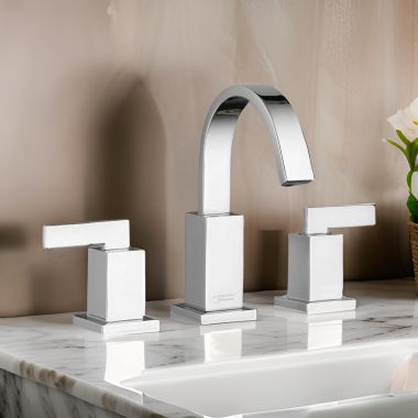 Click here to see American Standard 7184.801.295 American Standard Times Square Two-Handle Widespread Bathroom Faucet with Speed Connect, Arc Spout, 1.5 GPM, WaterSense, Satin Nickel - 7184.801.295