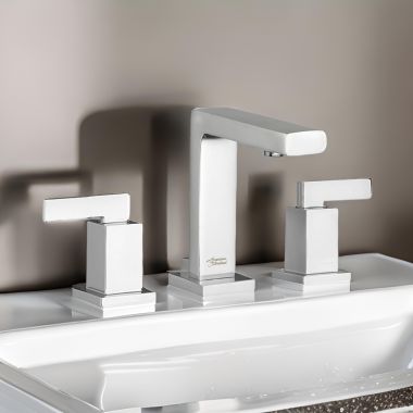 Click here to see American Standard 7184.851.002 American Standard Times Square Two Lever Handle Widespread Bathroom Faucet, Metal Lever Handles, 1.5 GPM, WaterSense, Chrome - 7184.851.002