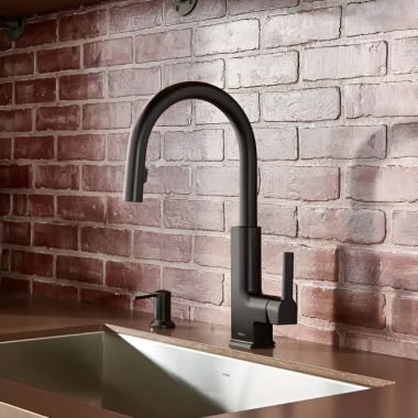 Click here to see Moen S72308BL Moen STO Single Handle High Arc Pull-Down Kitchen Faucet, Matte Black - S72308BL
