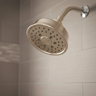 Click here to see MOEN 3638BN Moen Four-Function ShowerHead, Round, 2.5 GPM, Brushed Nickel - 3638BN