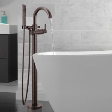Click here to see Delta T4759-RBFL Delta Trinsic Single-Handle Freestanding Tub Filler Trim with 1.75 GPM Single-Setting Hand Shower, Touch-Clean, Lever Handles, Venetian Bronze - T4759-RBFL