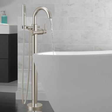 Click here to see Delta T4759-SSFL Delta Trinsic Single-Handle Freestanding Tub Filler Trim with 1.75 GPM Single-Setting Hand Shower, Touch-Clean, Lever Handles, Stainless - T4759-SSFL