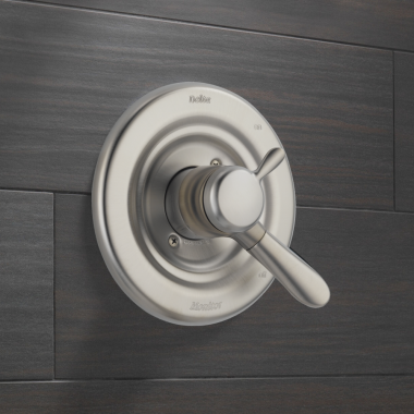 Click here to see DELTA T17038-SS Delta Lahara Monitor 17 Series Two-Handle Pressure Balance Valve Trim, Lever Handles, Stainless - T17038-SS