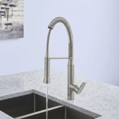 Click here to see  31380DC0 GROHE K7 Medium Single-Handle Semi-Pro Dual Spray Pull-Down Kitchen Faucet, SuperSteel - 31380DCO