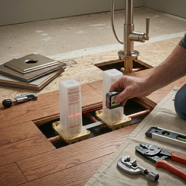 Click here to see BRIZO R70200-WS Brizo Two-Handle Freestanding Floor-Mounted Tub Filler Rough-In Valve with Stops, 1/2