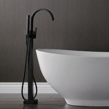 Click here to see BRIZO T70180-BL Brizo Siderna Single-Handle Freestanding Tub Filler with Hand Shower, ADA, Matte Black - T70180-BL