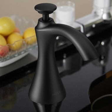 Click here to see Moen S3946BL Moen Transitional Kitchen Soap/Lotion Dispenser, 18oz, Matte Black - S3946BL