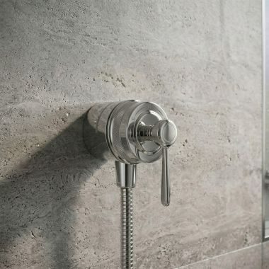 Click here to see  16883001 AXOR Montreux Wall Outlet with Shut-Off Valve and Volume Control, Lever Handle, Chrome - 16883001